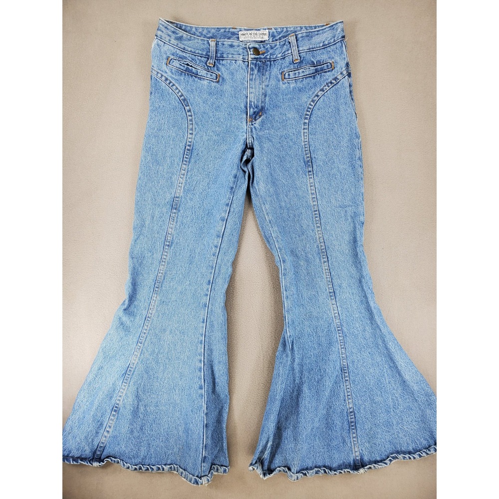 Made In The Shade Jeans Women 13 Blue Vintage 90s Extreme Flare Bell Bottom USA